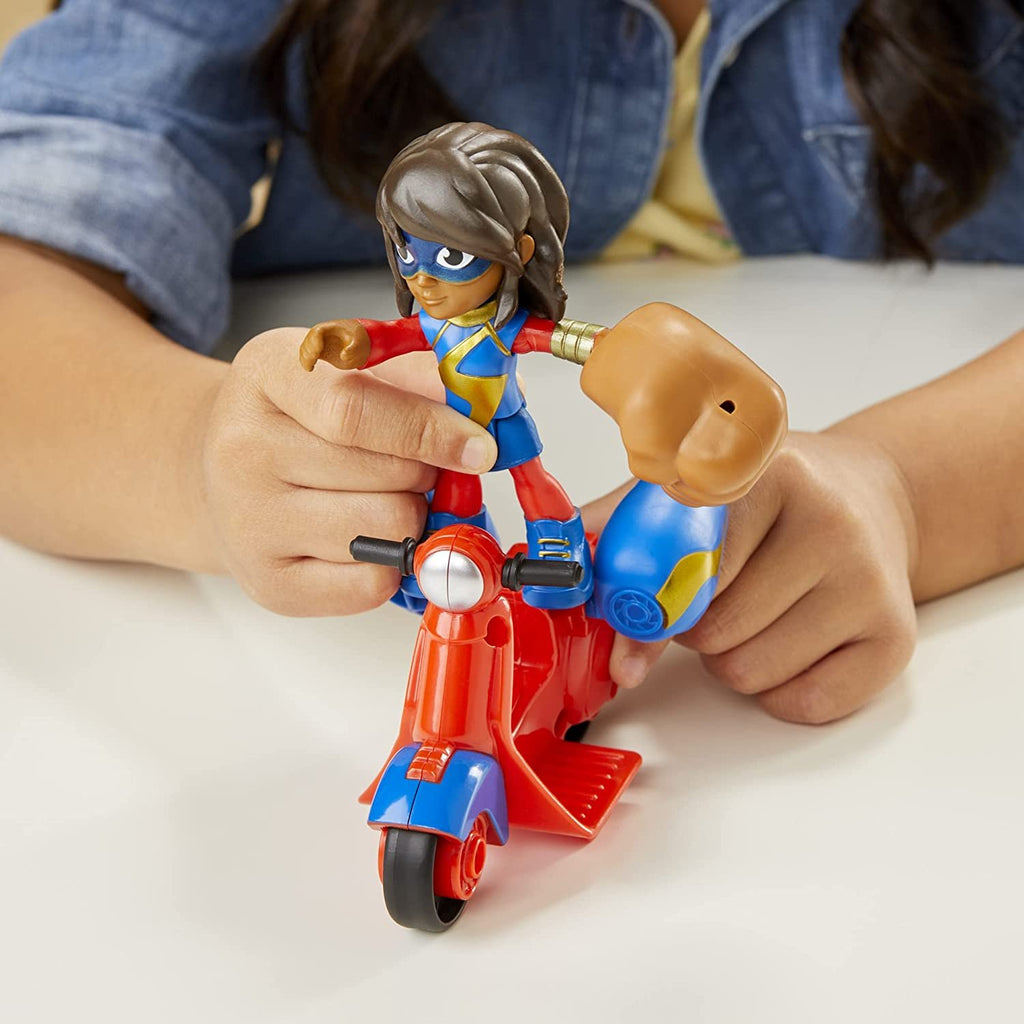 Hasbro Marvel Spidey and His Amazing Friends Ms. Marvel Action Figure and Embiggen Bike Vehicle, Preschool Toy for Kids Ages 3 and Up