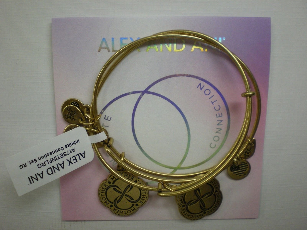Alex and Ani Mom And Daughter Infinite Connection Set of Two Rafaelian Gold Bangle Bracelet