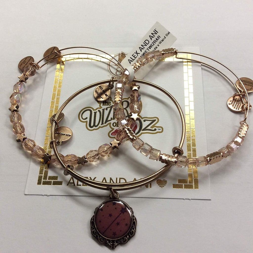 Alex and Ani Wizard of Oz, Glinda's Wand Set of 3 Bangle Bracelet Rafaelian Rose Gold One Size