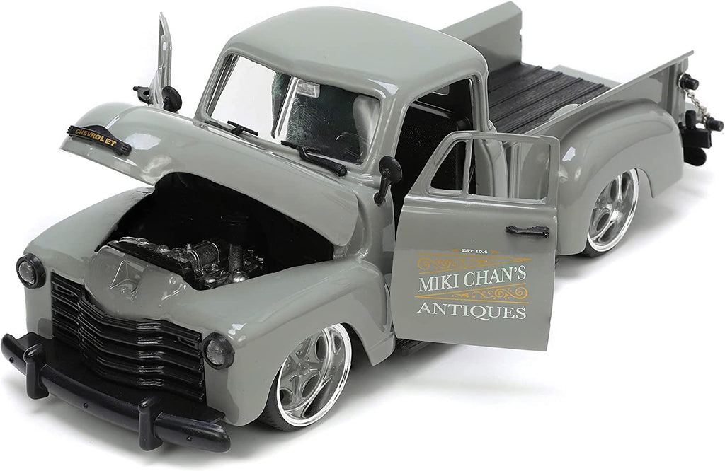 Jada Toys Just Trucks 1:24 1953 Chevy Pickup Die-cast Car Gray with Tire Rack, Toys for Kids and Adults