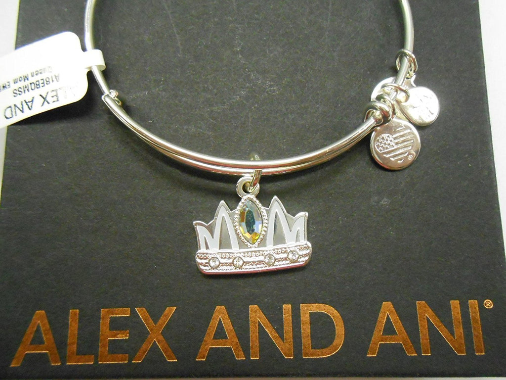 Alex and Ani Queen Mom Bangle Bracelet Expandable Shiny Silver Comes With Box