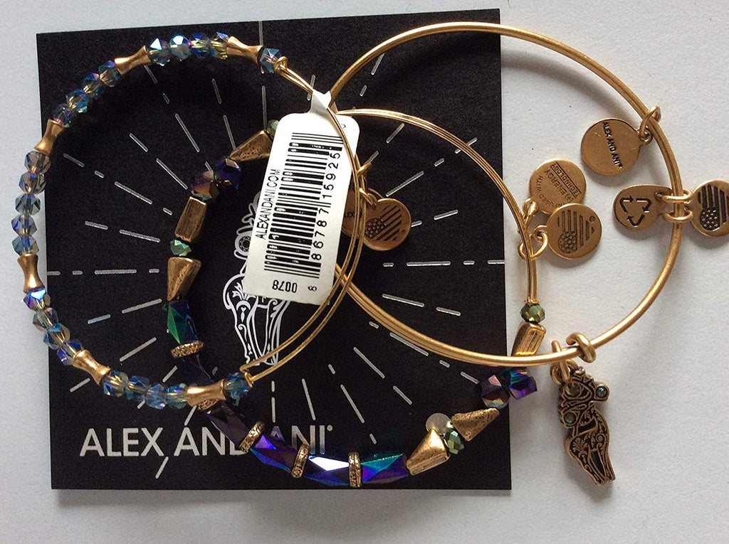 Alex and Ani Reindeer Set of 3 Bangle Bracelet Rafaelian Gold Tag Box Card