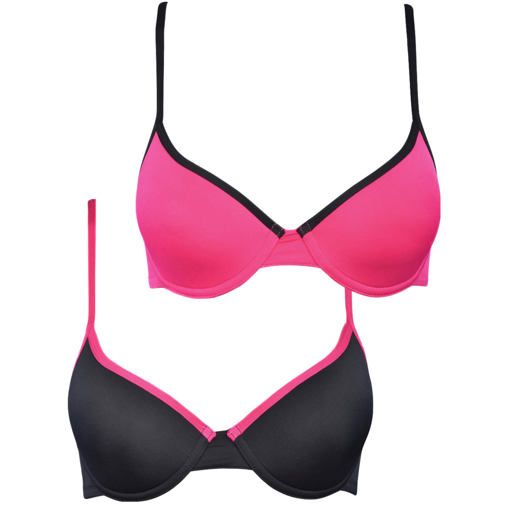 essie Women's T-Shirt Bras Full Coverage Lace 2-Pack Nylon/Spandex Underwire Molded