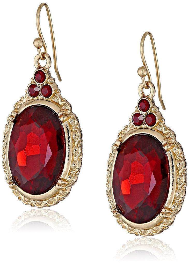 1928 Jewelry Crystal Oval Drop Earrings