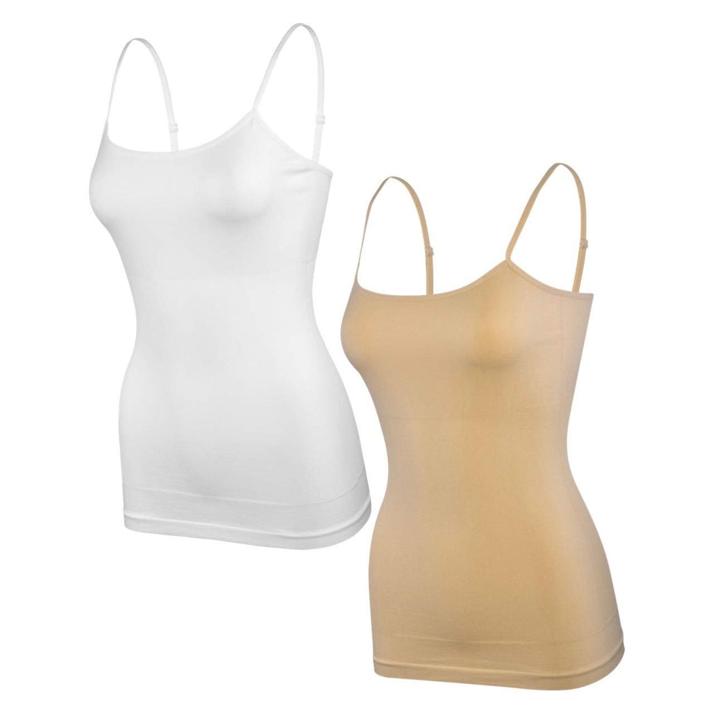 Donna Loren Women's Adjustable Spaghetti Strap Body Shaping Tank Top Camisole Shapewear, 2-Piece Set