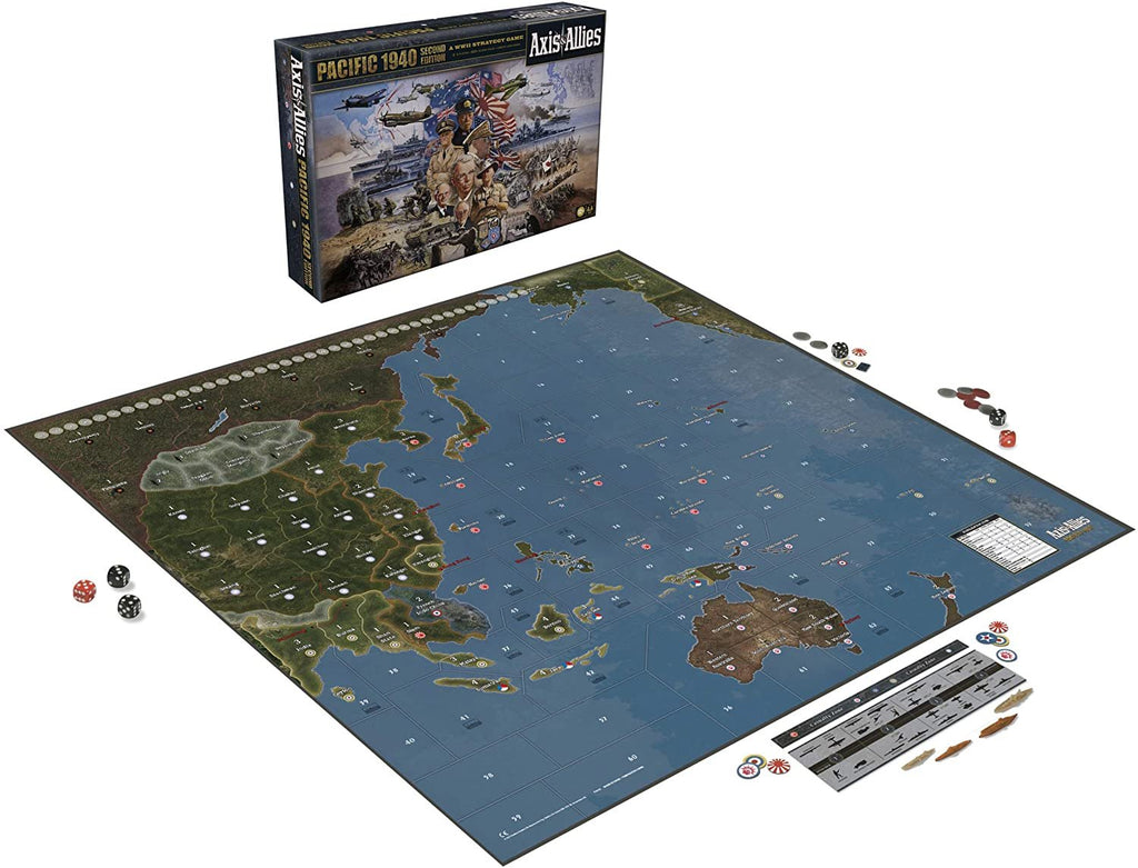 Hasbro Gaming Avalon Hill Axis & Allies Pacific 1940 Second Edition WWII Strategy Board Game, with Extra Large Gameboard, Ages 12 and Up, 2-4 Players, English Version , Brown