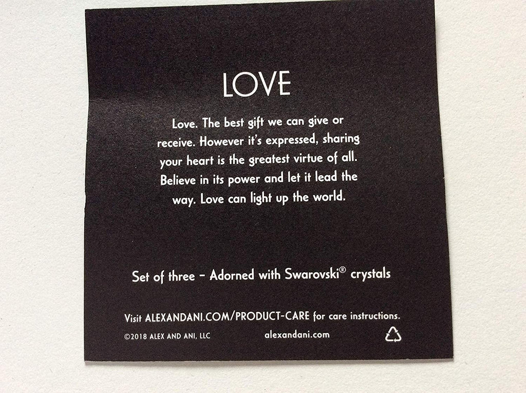 Alex and Ani Love Set of 3 Bangle Bracelet Rafaelian Rose Gold Tag Box Card