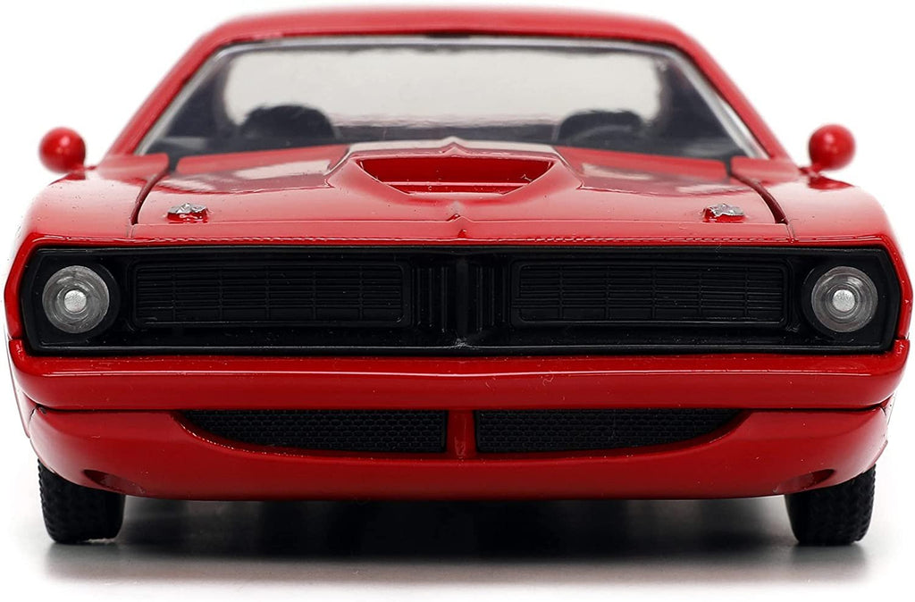 Jada Toys Big Time Muscle 1:24 1973 Plymouth Barracuda Die-cast Car Red/Black, Toys for Kids and Adults