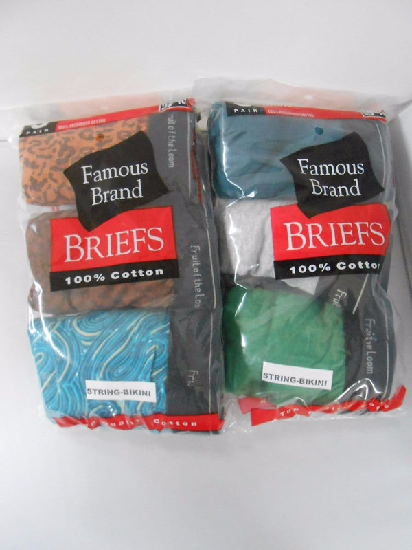 Famose String Fruit of the Loom Men's String Bikinis Assorted 6-pack New in Famous B ...