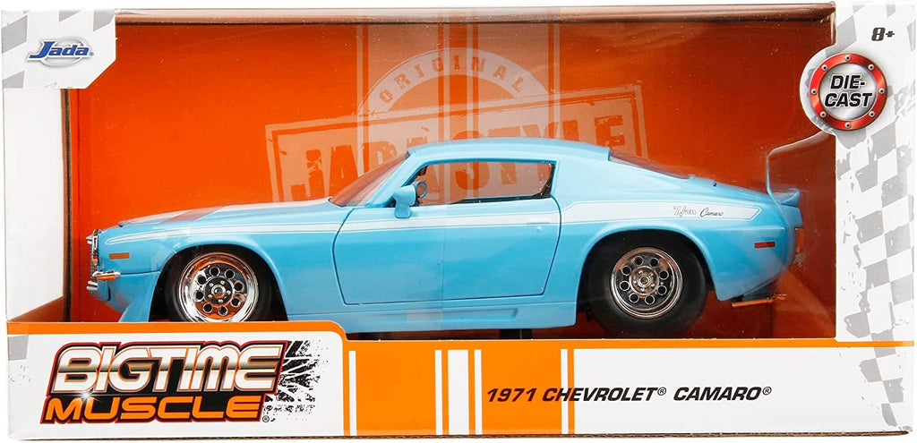 1971 Chevy Camaro Z/28 Light Blue with White Stripes Bigtime Muscle Series 1/24 Diecast Model Car by Jada 34201