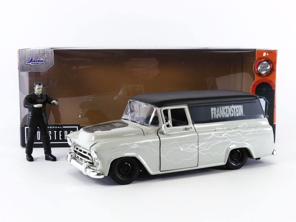 Jada Toys Universal Monsters 1:24 1957 Chevy Suburban Die-cast Car & 2.75" Frankenstein Figure, Toys for Kids and Adults