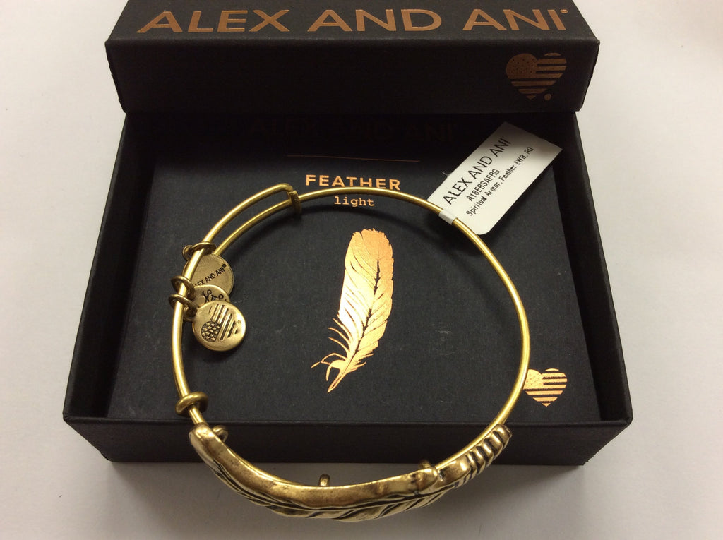 Alex and Ani Womens Spiritual Armor Feather Motif Bangle