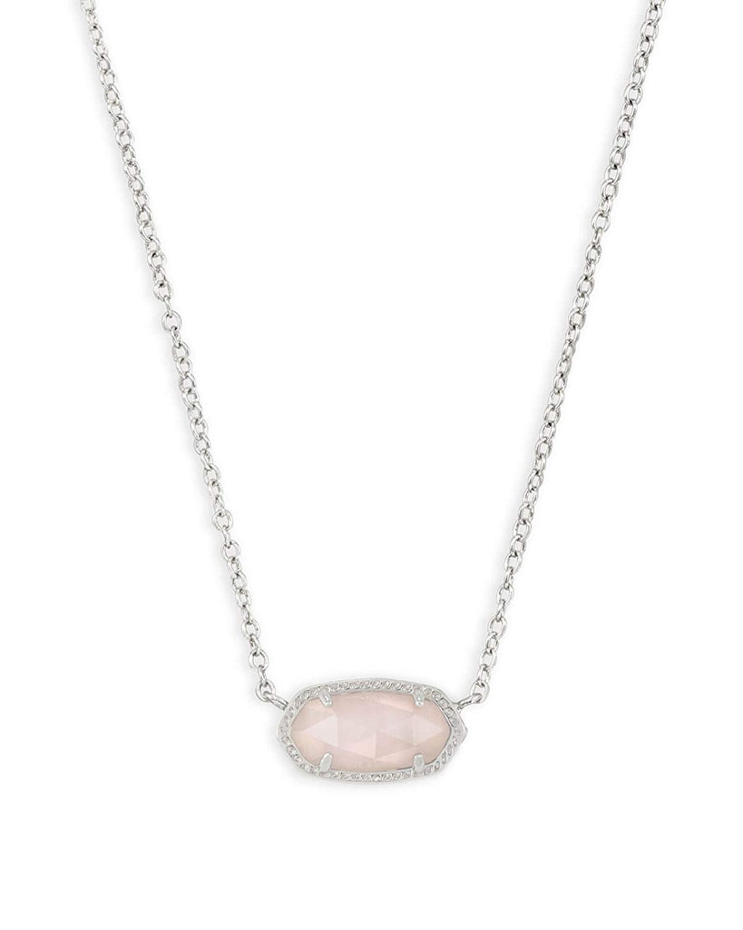 Kendra Scott Elisa Silver Pendant Necklace In Rose Quartz