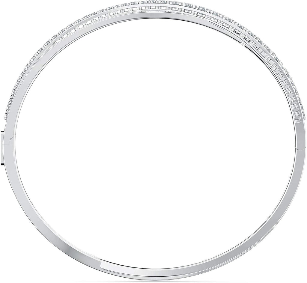 Swarovski Women's Twist Rows Bangle Bracelet, Rhodium Finish, White Sparkling Crystals Bracelet Collection