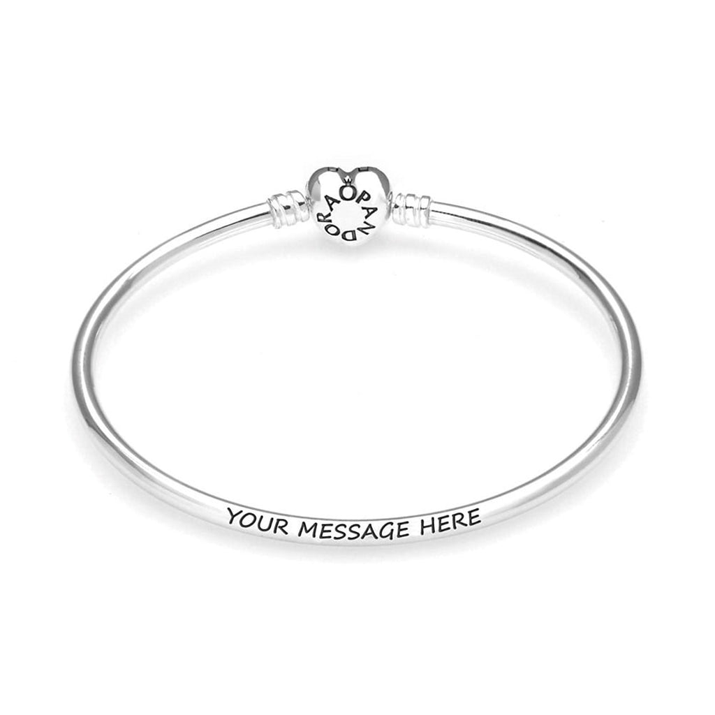 PANDORA Bangle in Sterling Silver with Heart-Shaped Clasp. Size: 17cm/6.7 Inches - 596268-17