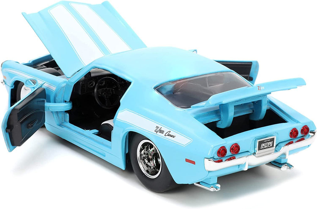 1971 Chevy Camaro Z/28 Light Blue with White Stripes Bigtime Muscle Series 1/24 Diecast Model Car by Jada 34201