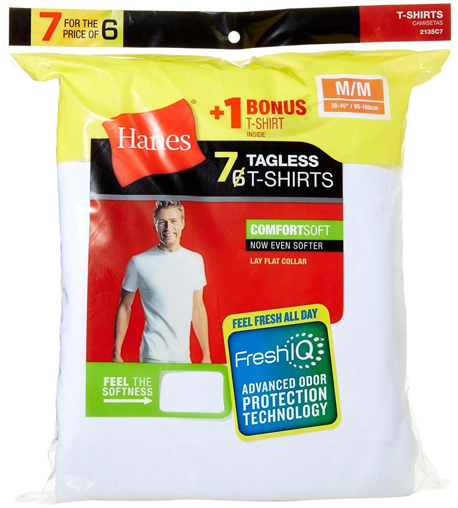 Hanes Men's White TAGLESS ComfortSoft Crewneck Undershirt 7-Pack (Includes 1 Free Bonus Cr