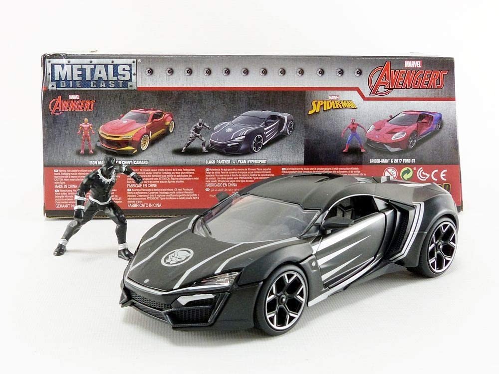 Jada Toys Marvel Black Panther & W Motors Lykan Hypersport DIE-CAST Car, 1: 24 Scale Vehicle & 2.75" Collectible Metal Figurine