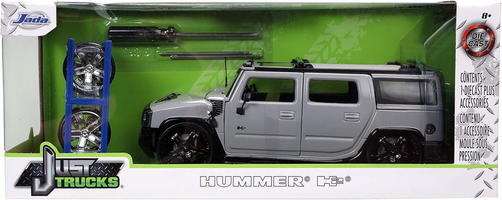 Jada Toys Just Trucks 1:24 2003 Hummer H2 with Rack Die-cast Car Grey, Toys for Kids and Adults, 32310