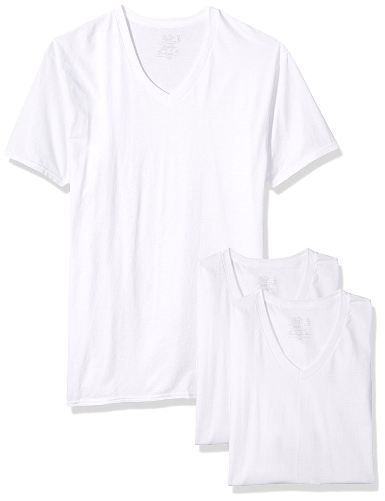 Fruit of the Loom Men's Size Tall Man White V-Neck 3-Pack