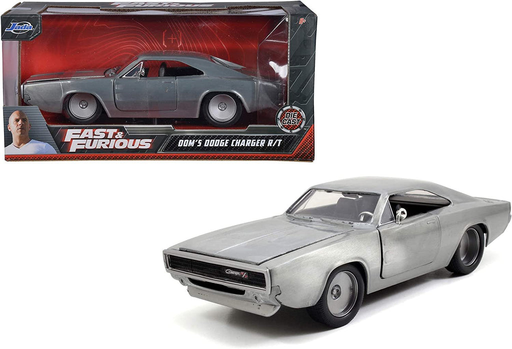 Fast & Furious 1:24 Dom's 1968 Dodge Charger R/T Die-cast Car Bare Metal, Toys for Kids and Adults, 97336