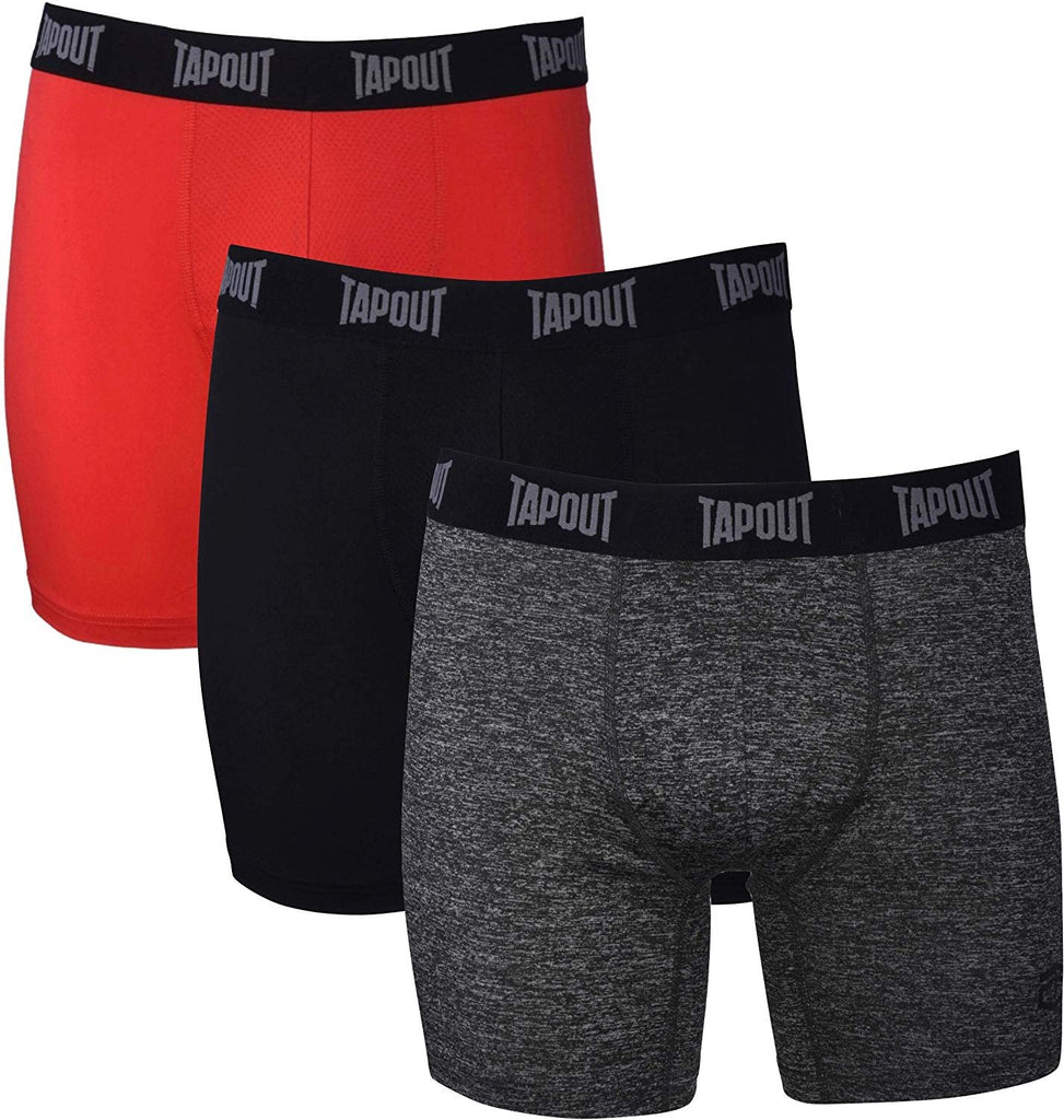 TapouT Mens Performance Boxer Briefs - 12-Pack Athletic Fit Breathable Tagless Underwear S-5XL Regular or Plus Size