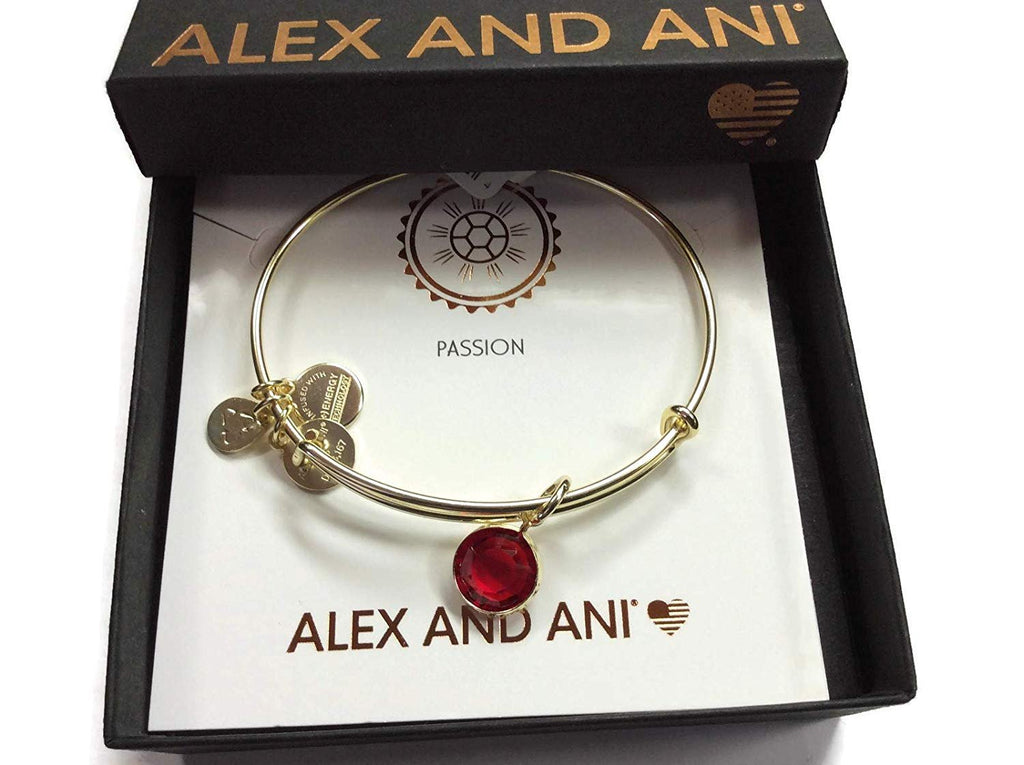 Alex and Ani July Color Code Siam Bangle Bracelet Shiny Gold NWTBC