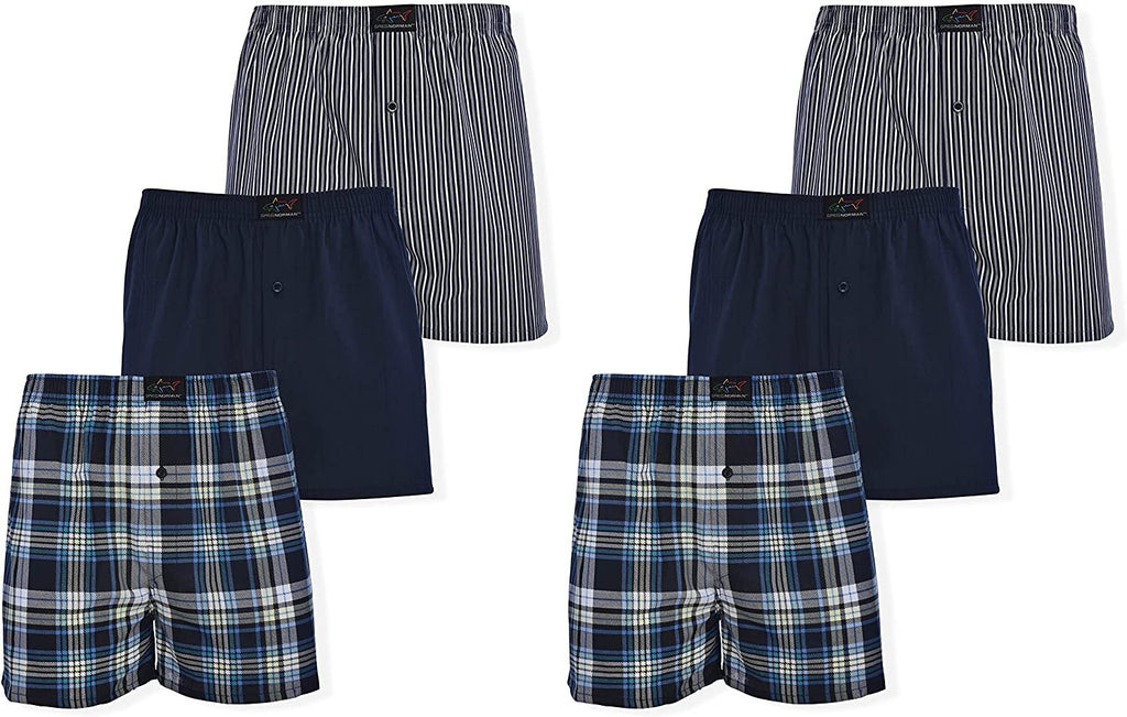 Greg Norman Mens Woven Boxers - Button Fly Lightweight Classic Fit Brethability Golf Legend