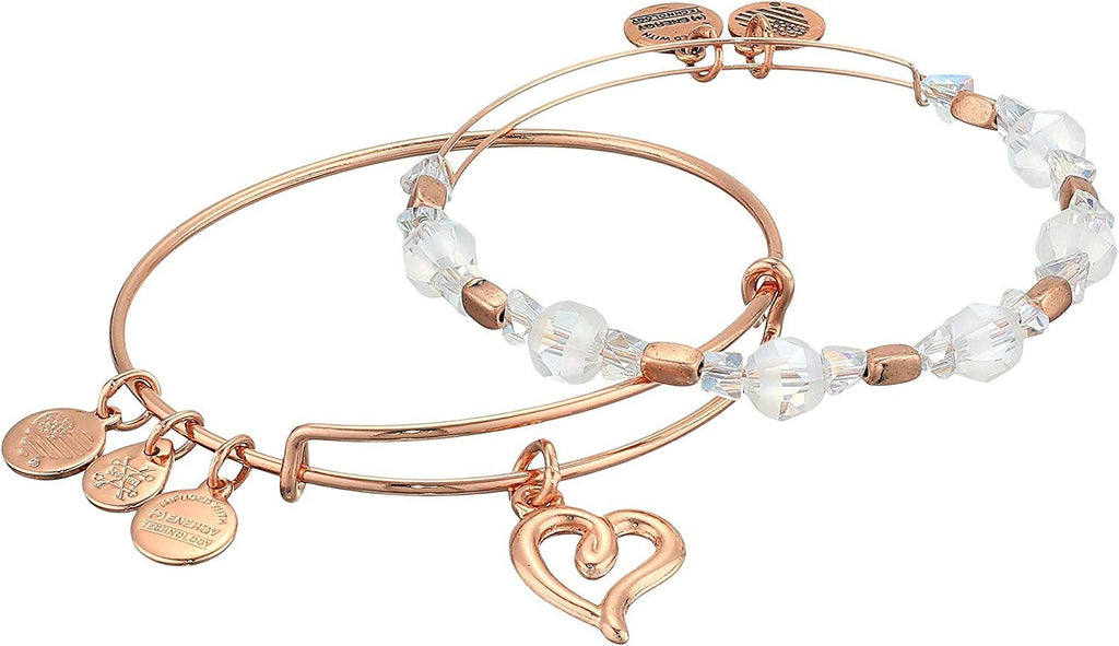 Alex and Ani Women's Handwritten Heart Bracelet Set of 2