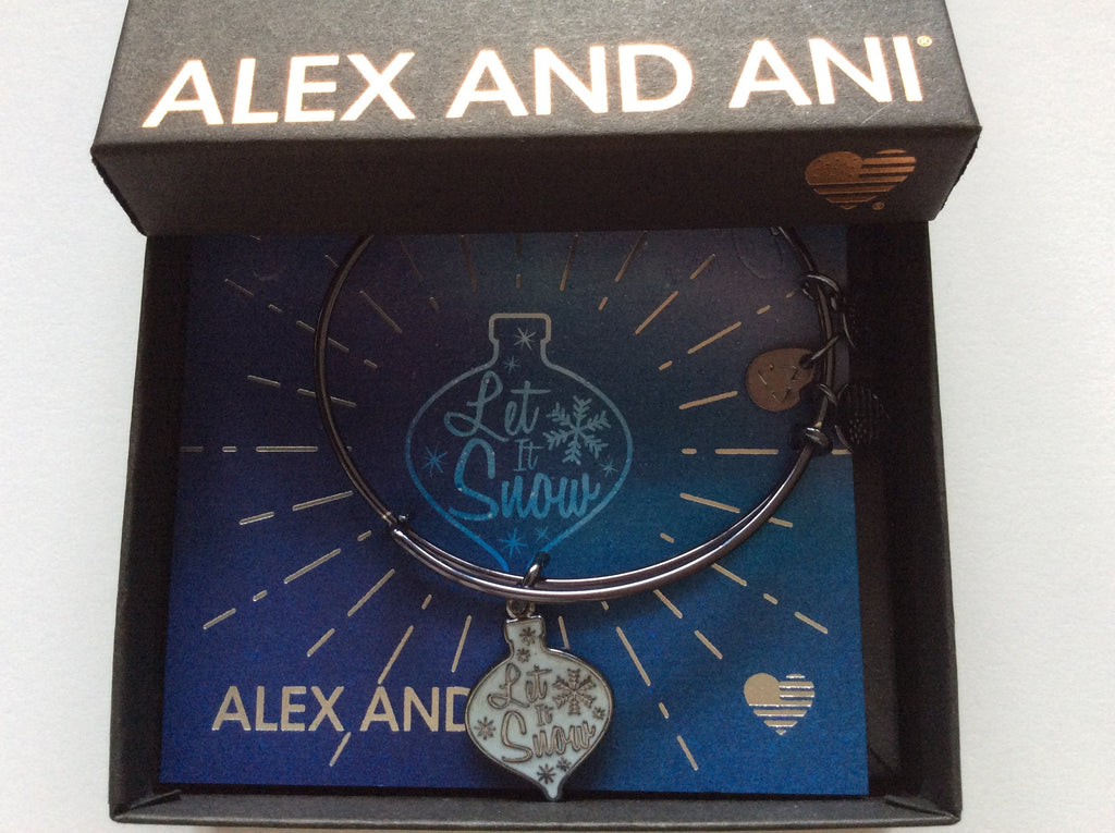 Alex and Ani Womens Let It Snow Glitter Ornament Bangle