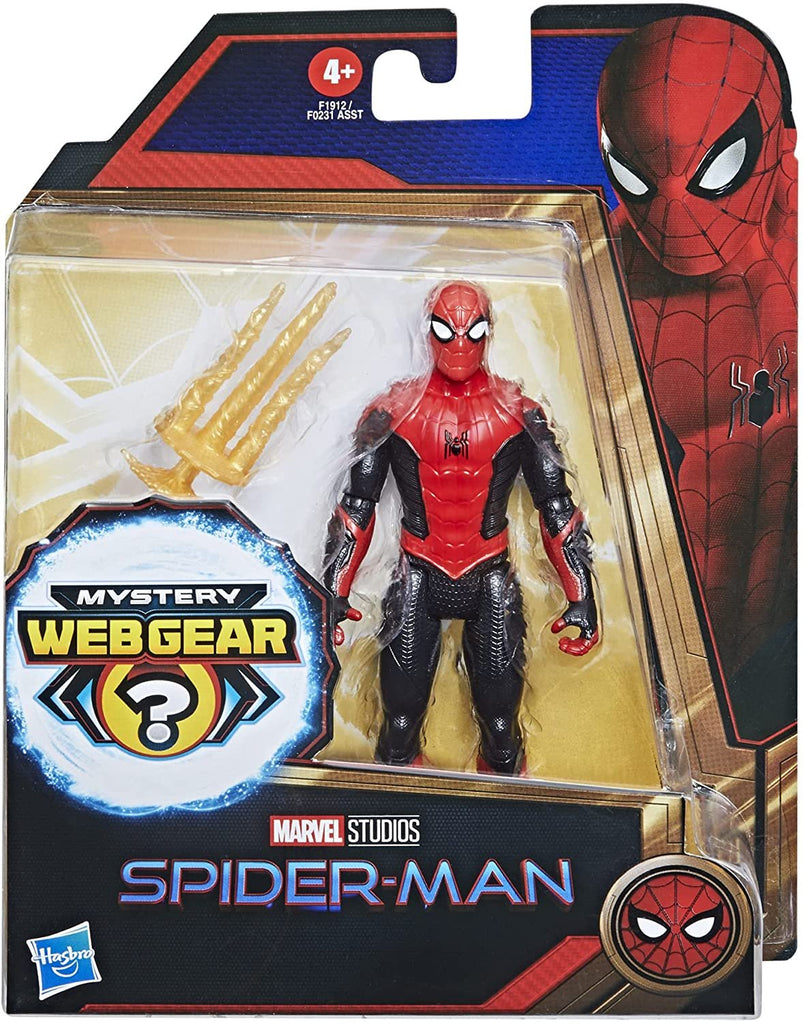 Spider-Man Marvel 6-Inch Mystery Web Gear Upgraded Black and Red Suit Action Figure, Includes Mystery Web Gear Armor Accessory and Character Accessory, Ages 4 and Up