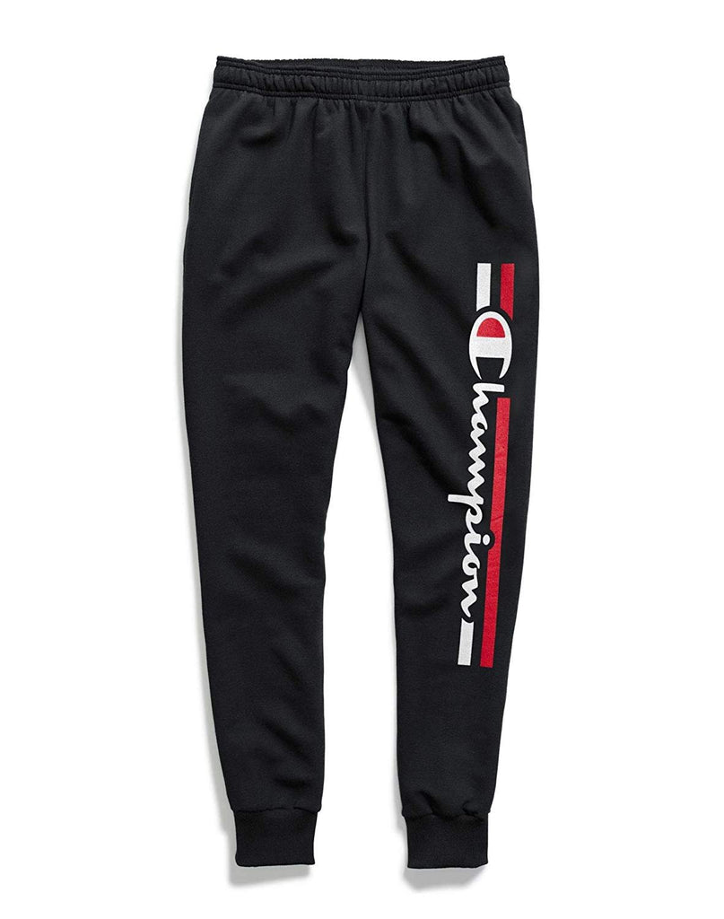 Champion Mens Powerblend Graphic Jogger Pant, Adult, Black, XL