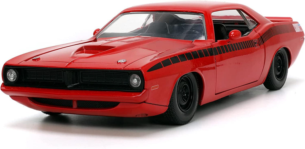 Jada Toys Big Time Muscle 1:24 1973 Plymouth Barracuda Die-cast Car Red/Black, Toys for Kids and Adults