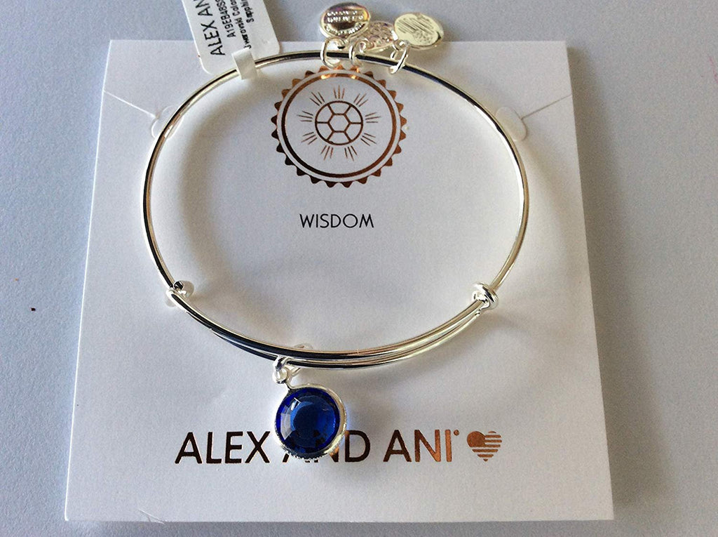 Alex and Ani September Color Code Sapphire Bangle Bracelet Shiny Silver NWTBC