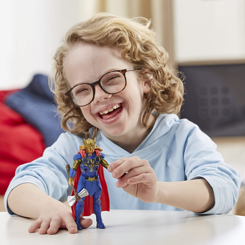 Marvel Studios' Thor: Love and Thunder Thor Toy, 6-Inch-Scale Deluxe Action Figure with Action Feature, Marvel Toys for Kids Ages 4 and Up