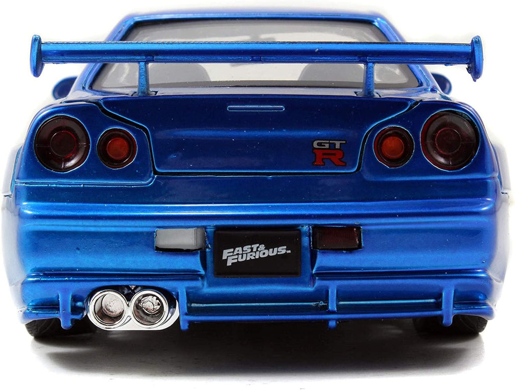 Jada Toys Fast & Furious 1:24 Brian's 2002 Nissan Skyline GT-R R34 a Die-cast Car, Toys for Kids and Adults, Blue (97173)