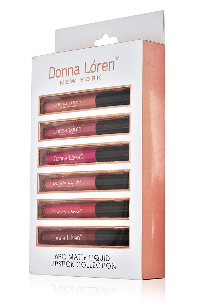 Donna Loren Liquid Lipstick Collection- Matte or Metallic Premium Quality Cruelty-Free 6 Pack Value in Packaging