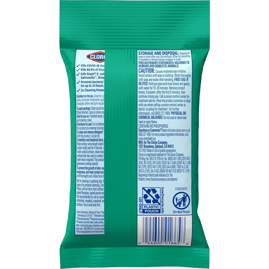 Clorox Disinfecting Wipes Bleach Free Cleaning, , 9 Wipes (Pack of 24) White Fresh Scent