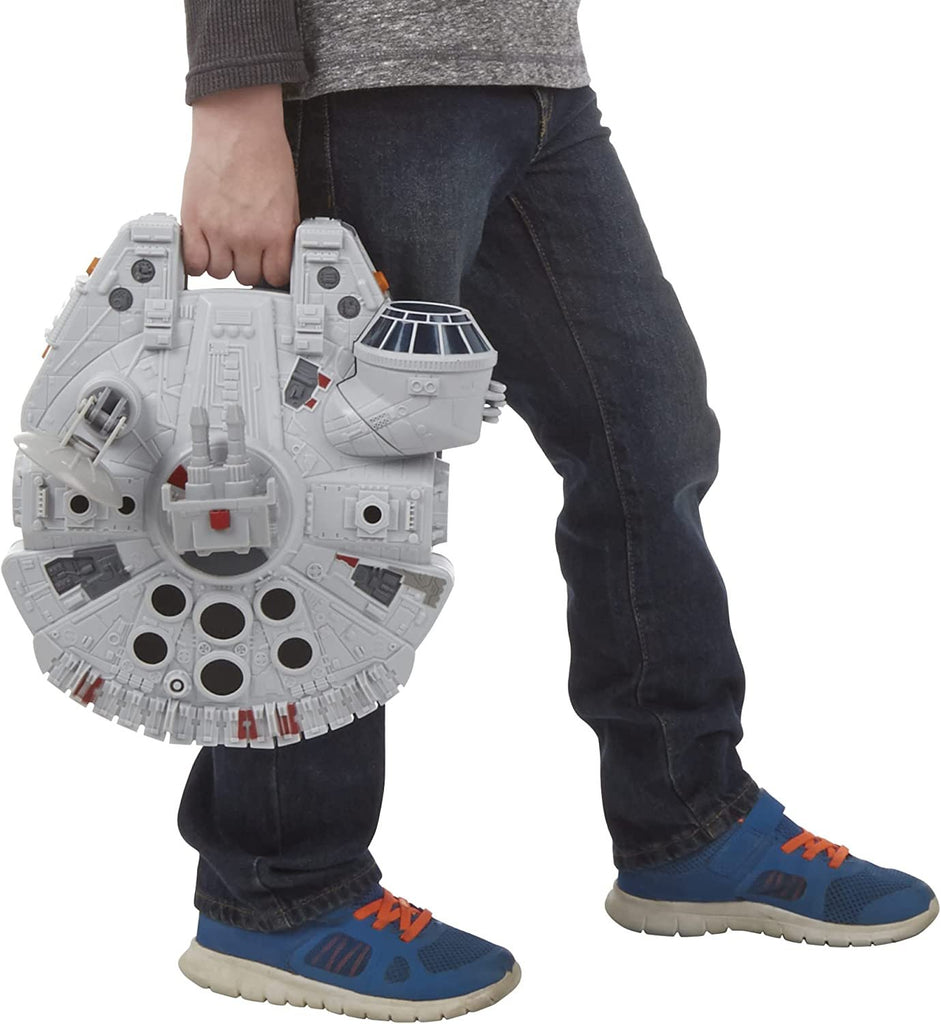 Playskool Heroes Star Wars Galactic Heroes Millennium Falcon 2-in-1 Vehicle Playset, Toys for Kids Ages 3 and Up, Han Solo, Chewbacca, R2-D2 2.5-inch Figures
