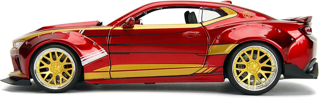 Jada Toys Marvel 1:24 2016 Chevy Camaro SS Die-cast Car with 2.75" Iron Man Figure, Toys for Kids and Adults, Red (99724)