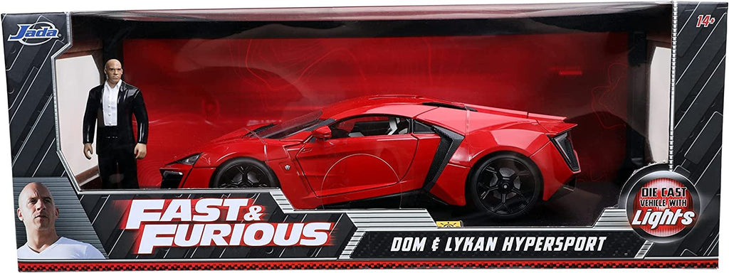 Fast & Furious 1:18 Lykan Hypersport Die-cast Car & 3" Dom Figure, Toys for Kids and Adults
