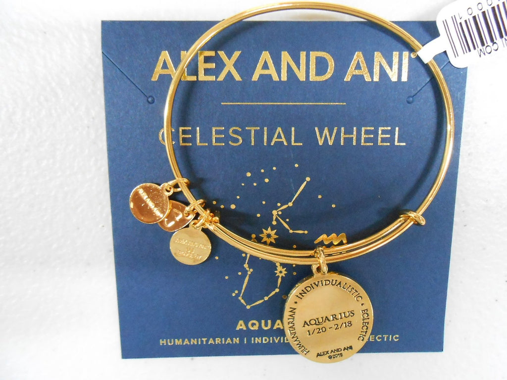Alex and Ani AQUARIUS Celestial Wheel Expandable Wire Bracelet GOLD NWTB&C
