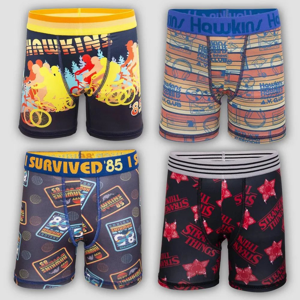 Stranger Things Boys' 4pk Athletic Boxer Briefs Underwear