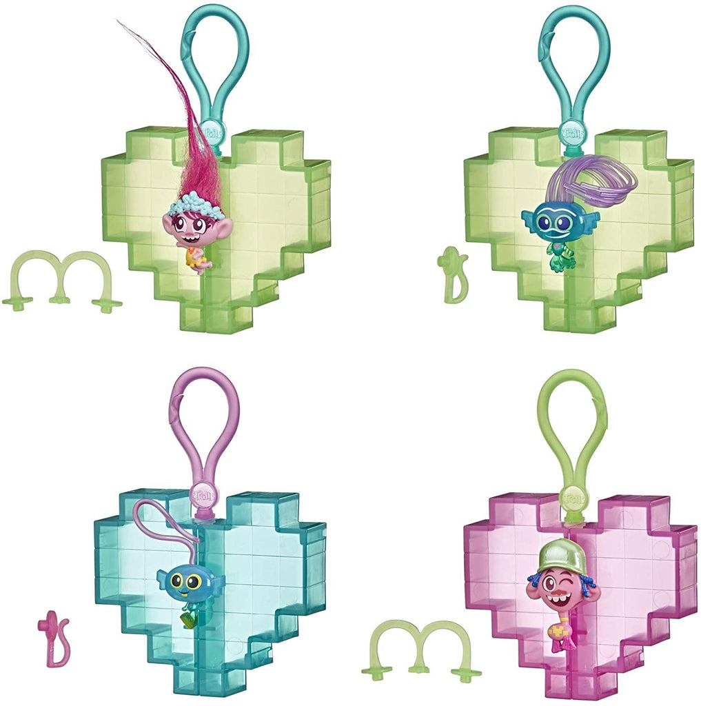 Trolls DreamWorks World Tour Tiny Dancers Surprise 4-Pack Series 3, Tiny Dancers Dolls, Clips, Rings, and Glasses, Toy for Kids 4 and Up