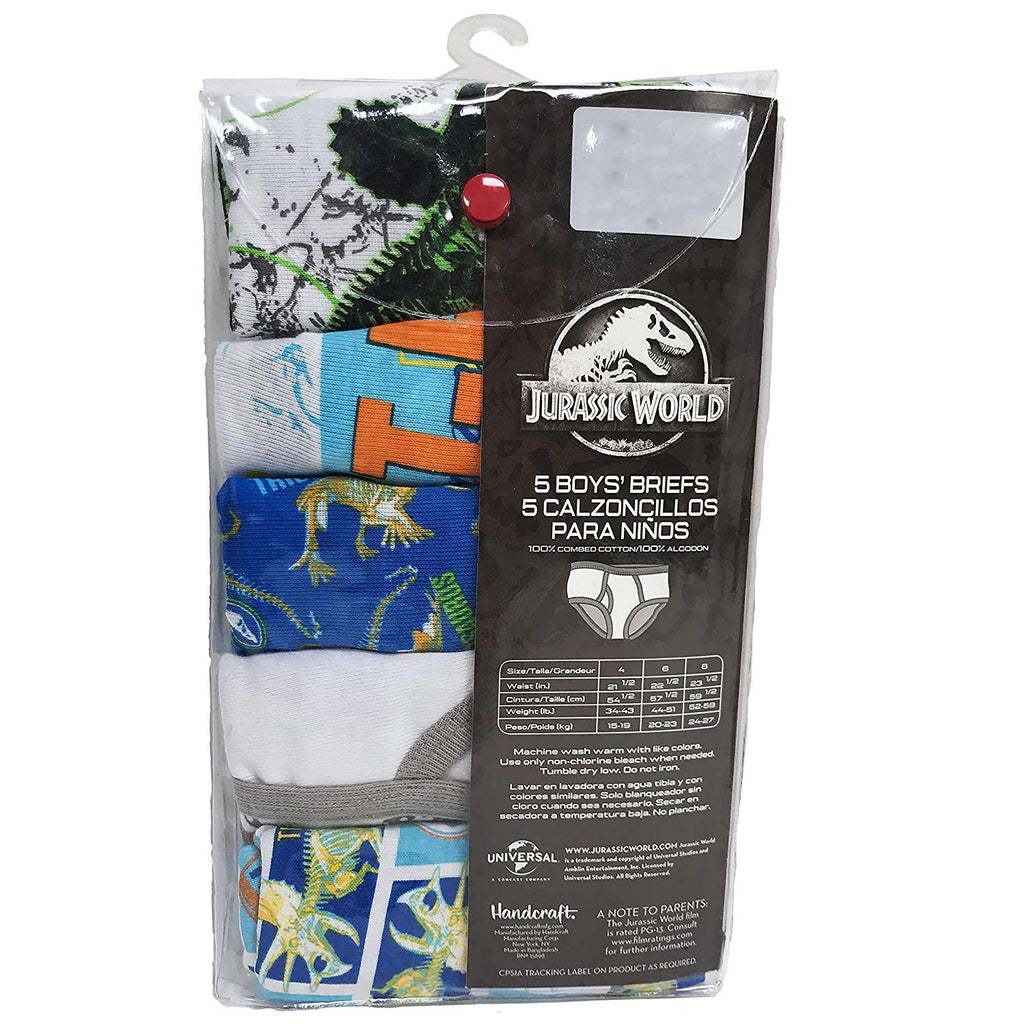 Universal Boys' Jurassic World 5-Pack Underwear Briefs