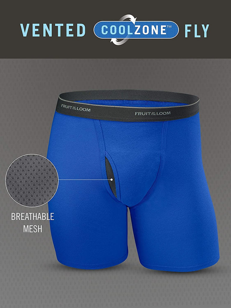 Fruit of the Loom Men's Coolzone Boxer Briefs (Assorted Colors), 6 Pack - Stripe/Solid, XX-Large