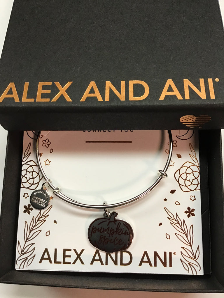 Alex and Ani Color Infusion, Pumpkin Spice II Bangle Bracelet Shiny Silver One Size