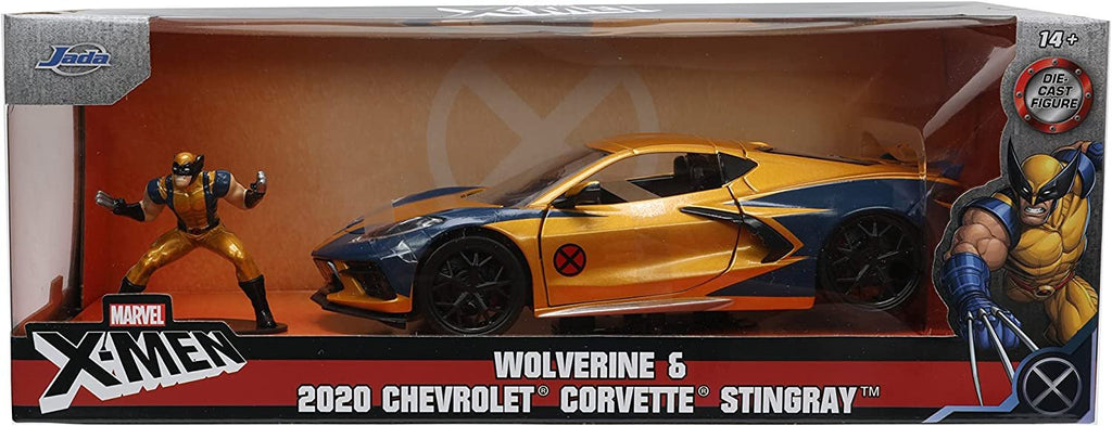 Jada Toys Marvel Wolverine X-Men 1:24 2020 Chevy Corvette Die-Cast Car with 2.75" Wolverine Figure