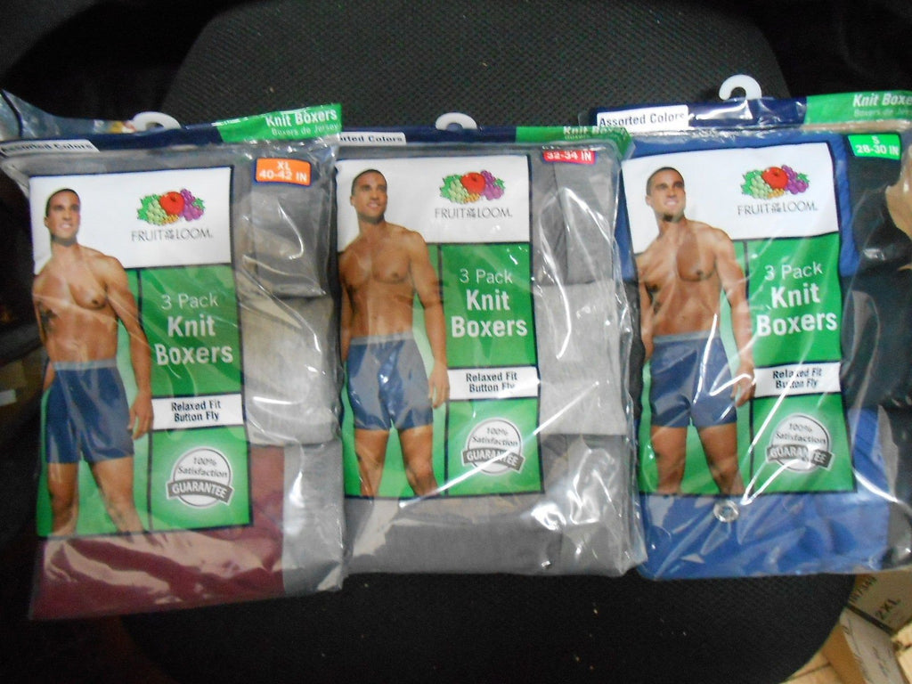 Fruit of the Loom Men's Knit Boxer Shorts 3 or 9 PACK Sizes S-3XL NEW