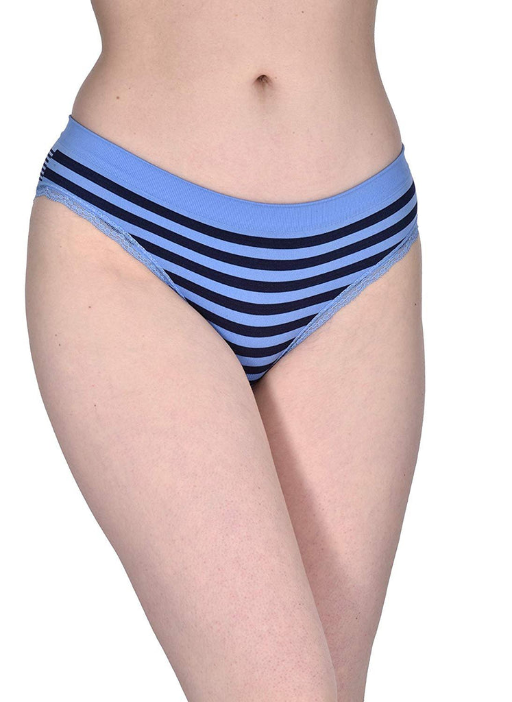Elle Women's Seamless Bikinis Panties with Lace - 12-Pack Premium Quality Nylon/Spandex